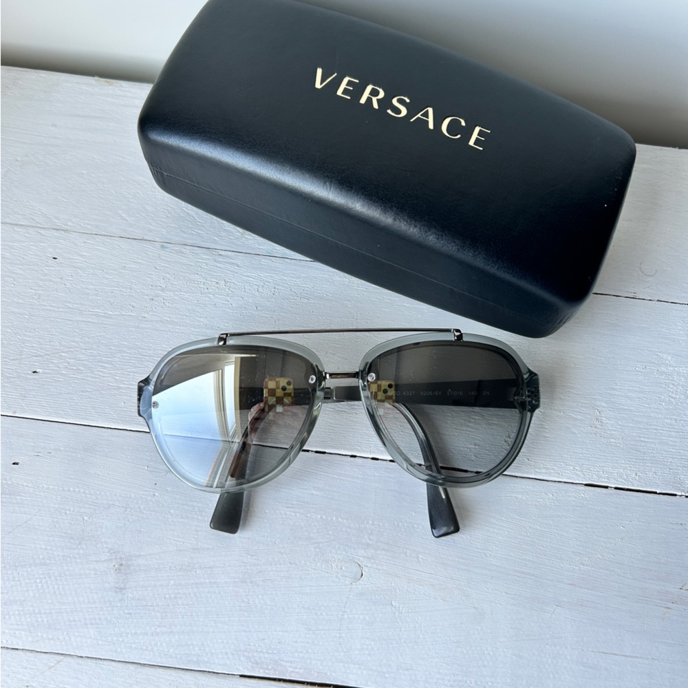 Versace Black and Gray Sunglasses with Case